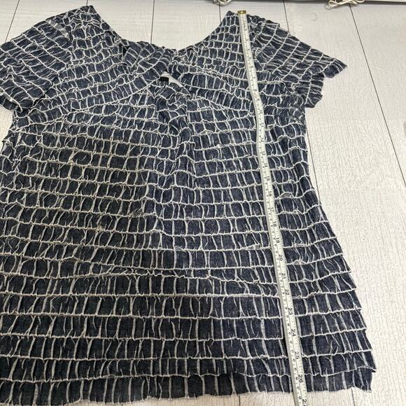 Dusak Designs Blue and White Layered Ruffle Blouse Size XL - Picture 8 of 9